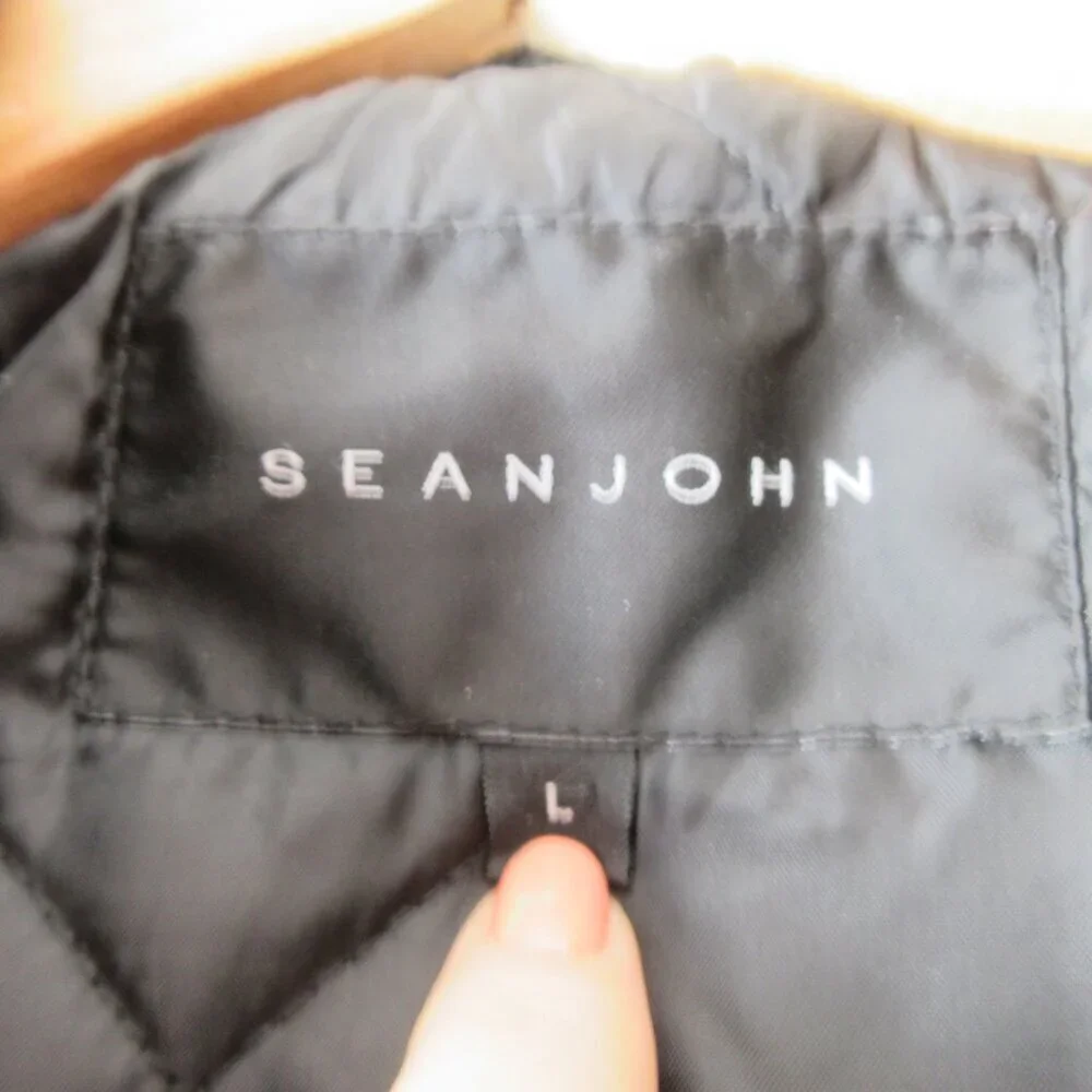 Sean John Wool Blend Field Jacket Winter Coat Size L Black